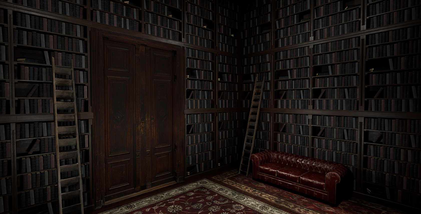 Gothic Victorian Library and Study Room 3D model_12