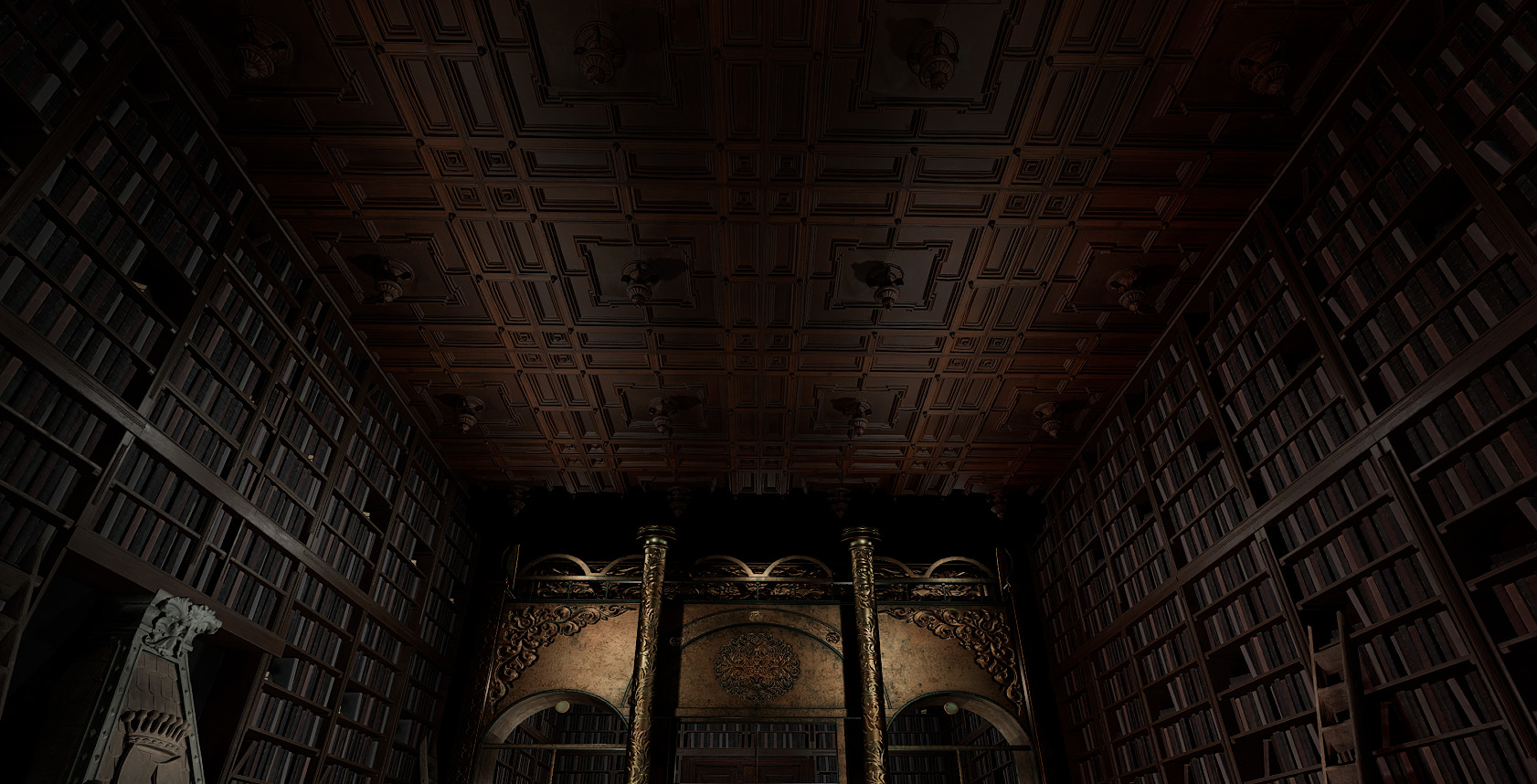 Gothic Victorian Library and Study Room 3D model_7