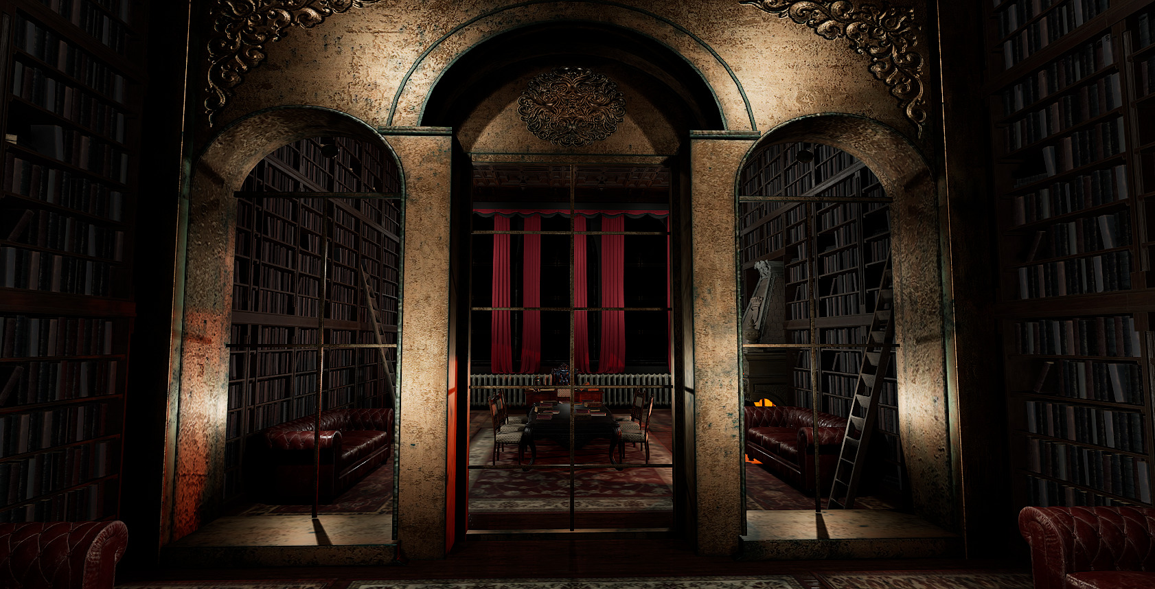 Gothic Victorian Library and Study Room 3D model_14
