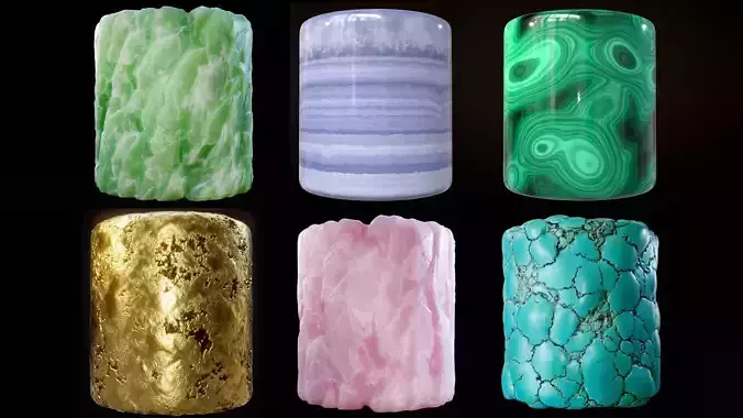 Seamless mineral stones substance material collection Texture