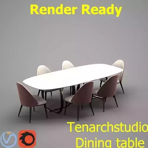 tenarchstudio capital set dining table with chair  render ready 3D model