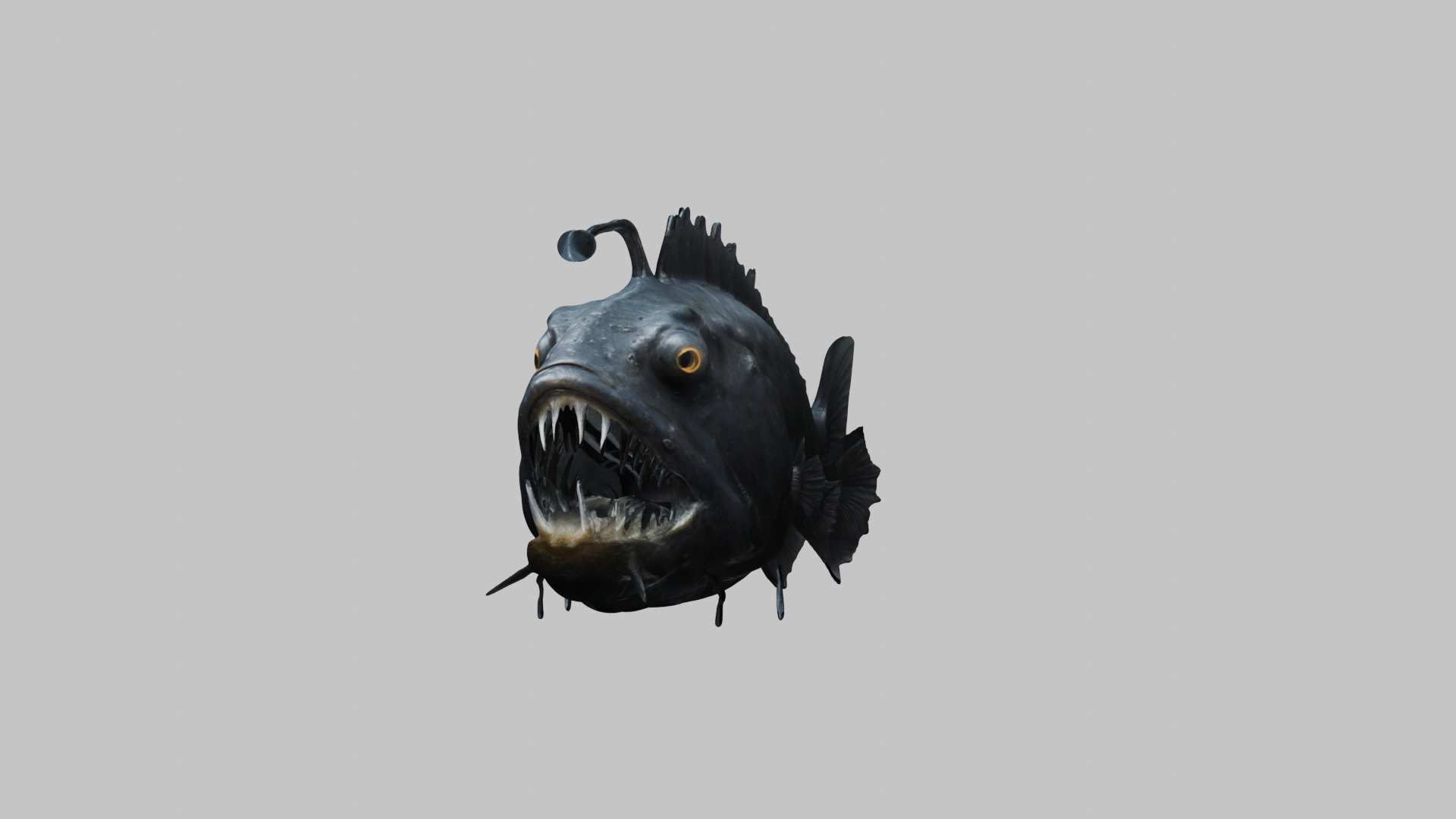 Black Humpback anglerfish Deep-sea fish Abyss Abyssal Low-poly 3D model_8