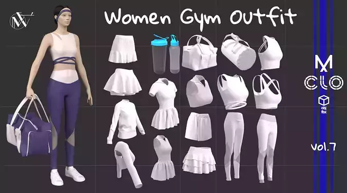 Women gym outfit sport   3D model