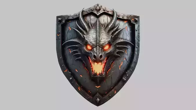 Medieval Armor Dragon SHield Fantasy Steel