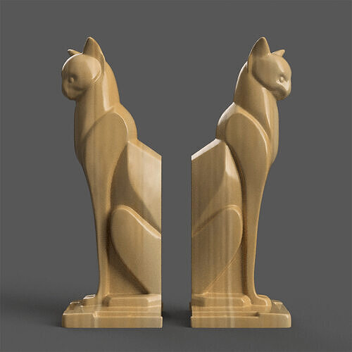 Elegant Cat Bookends 3D Model STL File for Decoration 3D print model