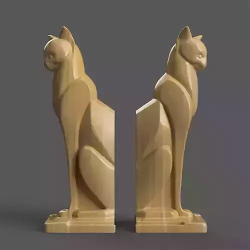 Elegant Cat Bookends 3D Model STL File for Decoration
