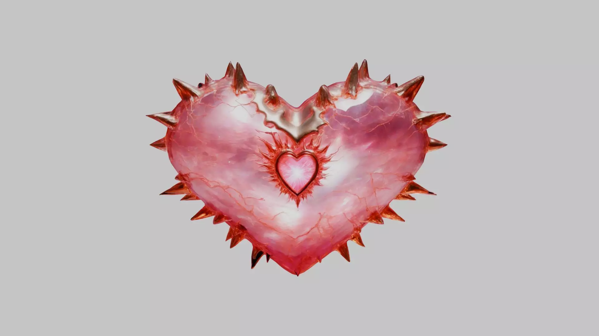 Valentines Day Thorny Heart - 3D Model of a stylized Heart Low-poly 3D model_0
