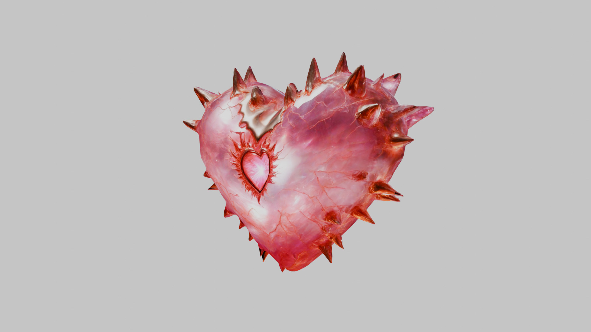 Valentines Day Thorny Heart - 3D Model of a stylized Heart Low-poly 3D model_6