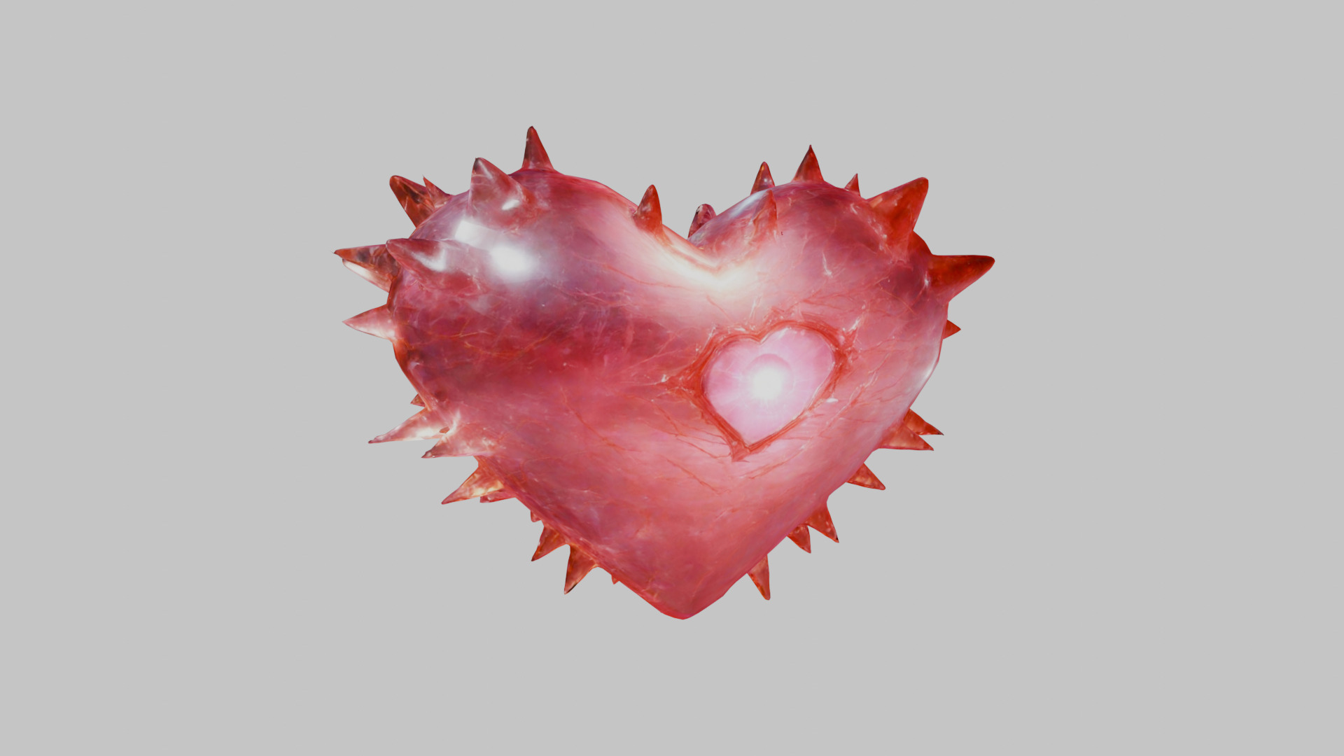 Valentines Day Thorny Heart - 3D Model of a stylized Heart Low-poly 3D model_1