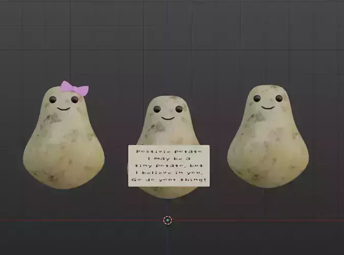 Positive Potato 3 Characters Low-poly  Low-poly 3D model