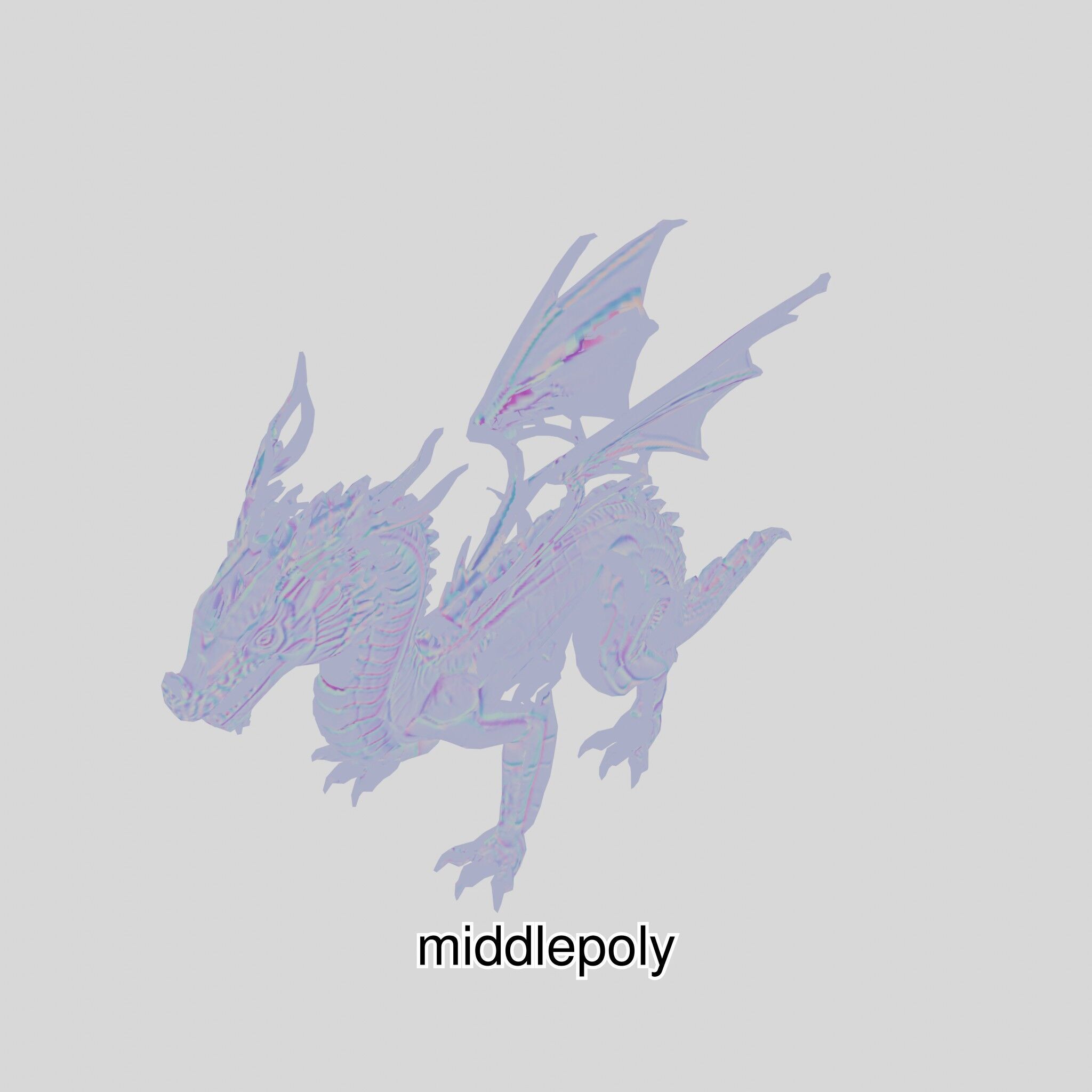 Fantasy Dragon Crystal Sculpture 3D Model Low-poly 3D model_31