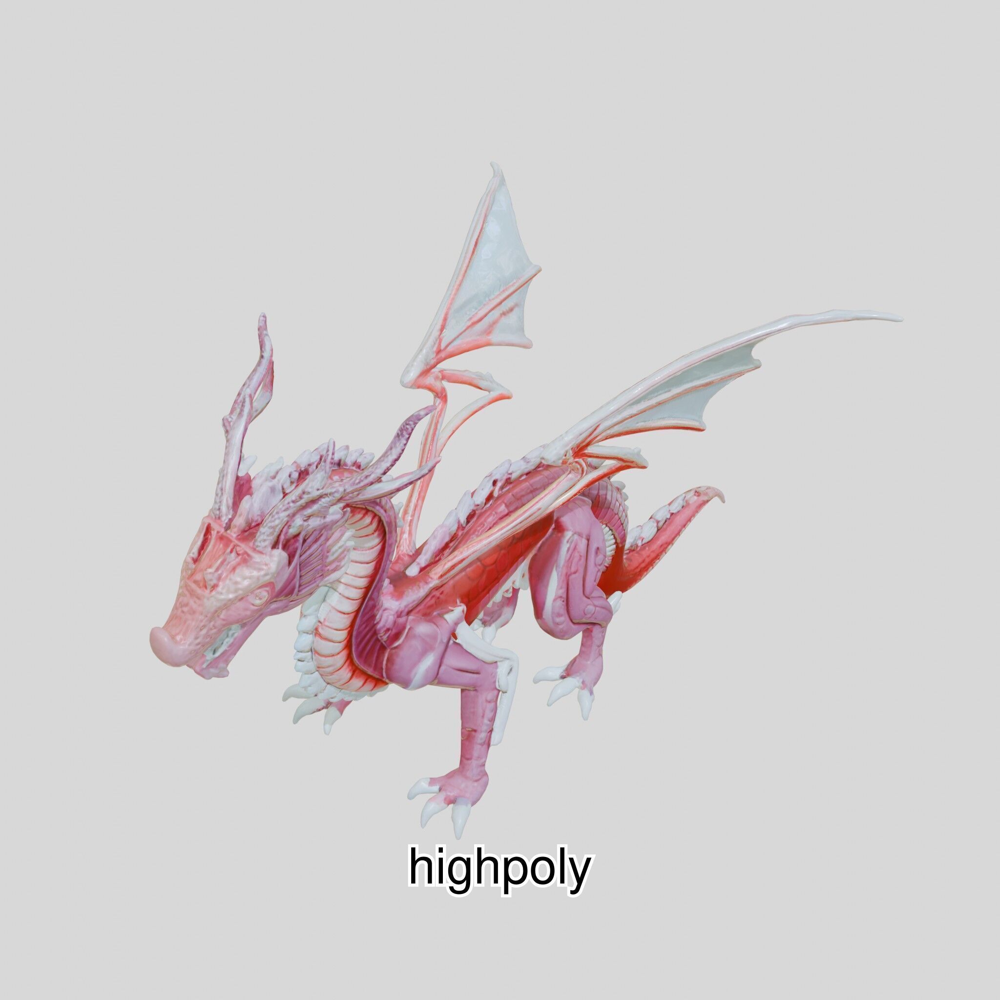 Fantasy Dragon Crystal Sculpture 3D Model Low-poly 3D model_38