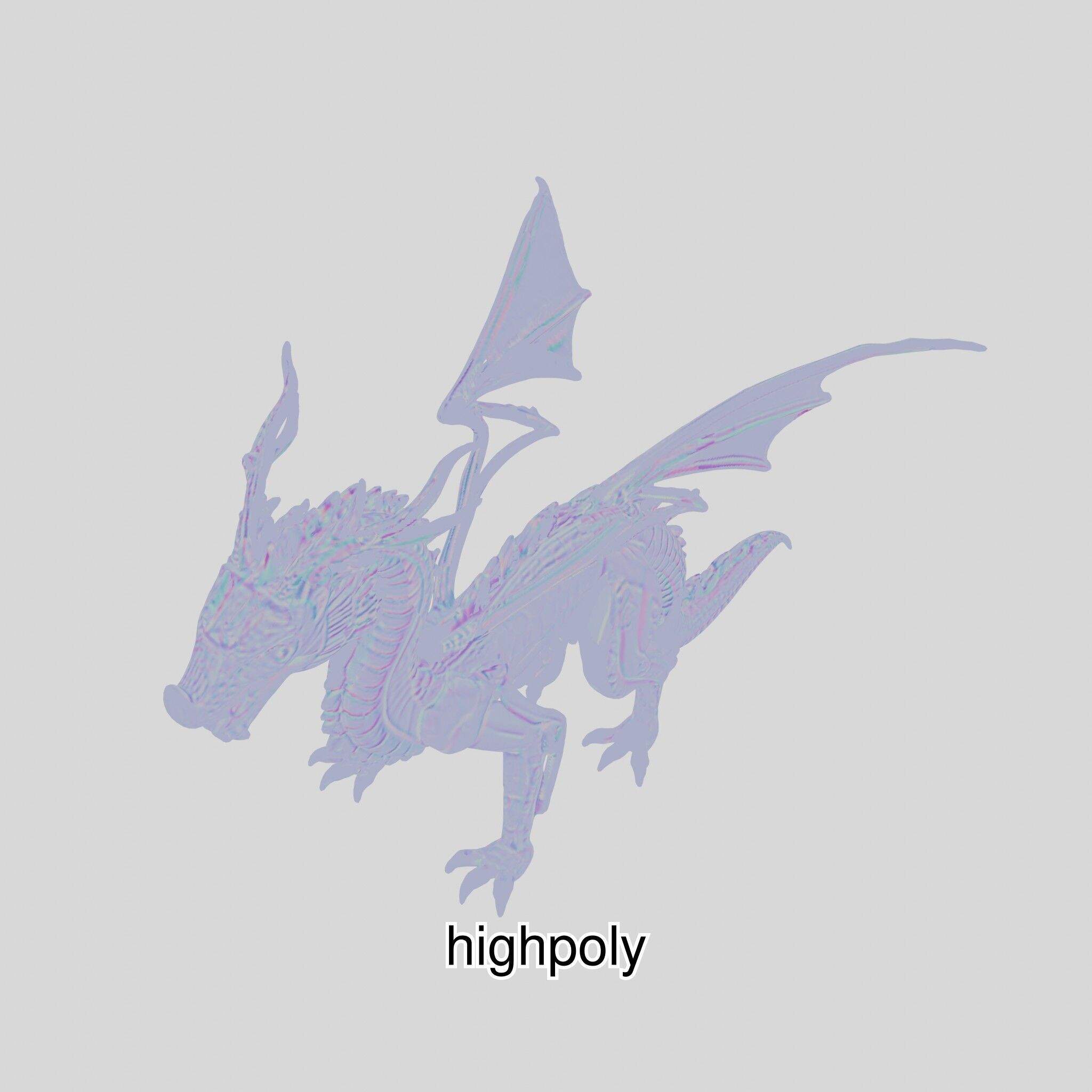 Fantasy Dragon Crystal Sculpture 3D Model Low-poly 3D model_48