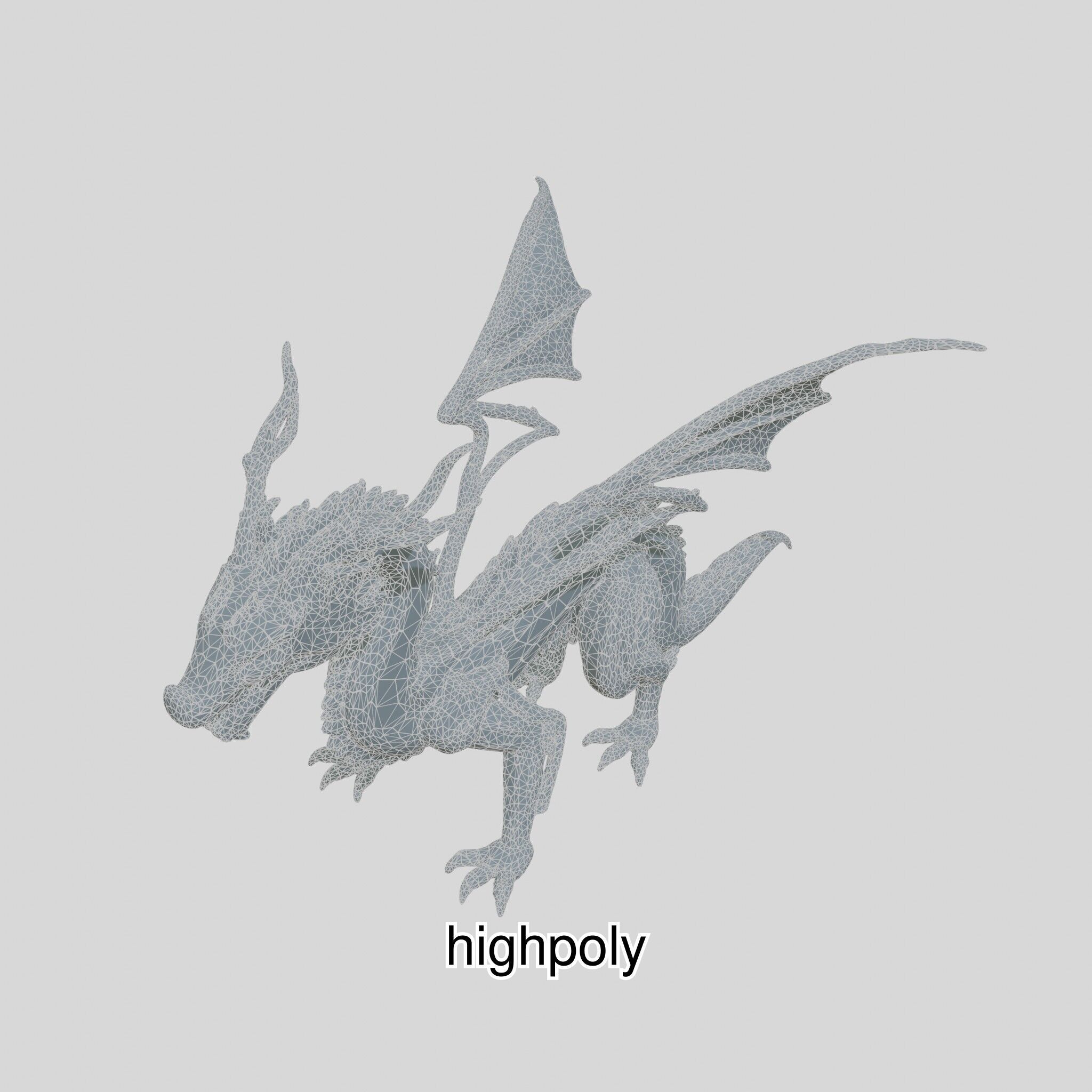 Fantasy Dragon Crystal Sculpture 3D Model Low-poly 3D model_45