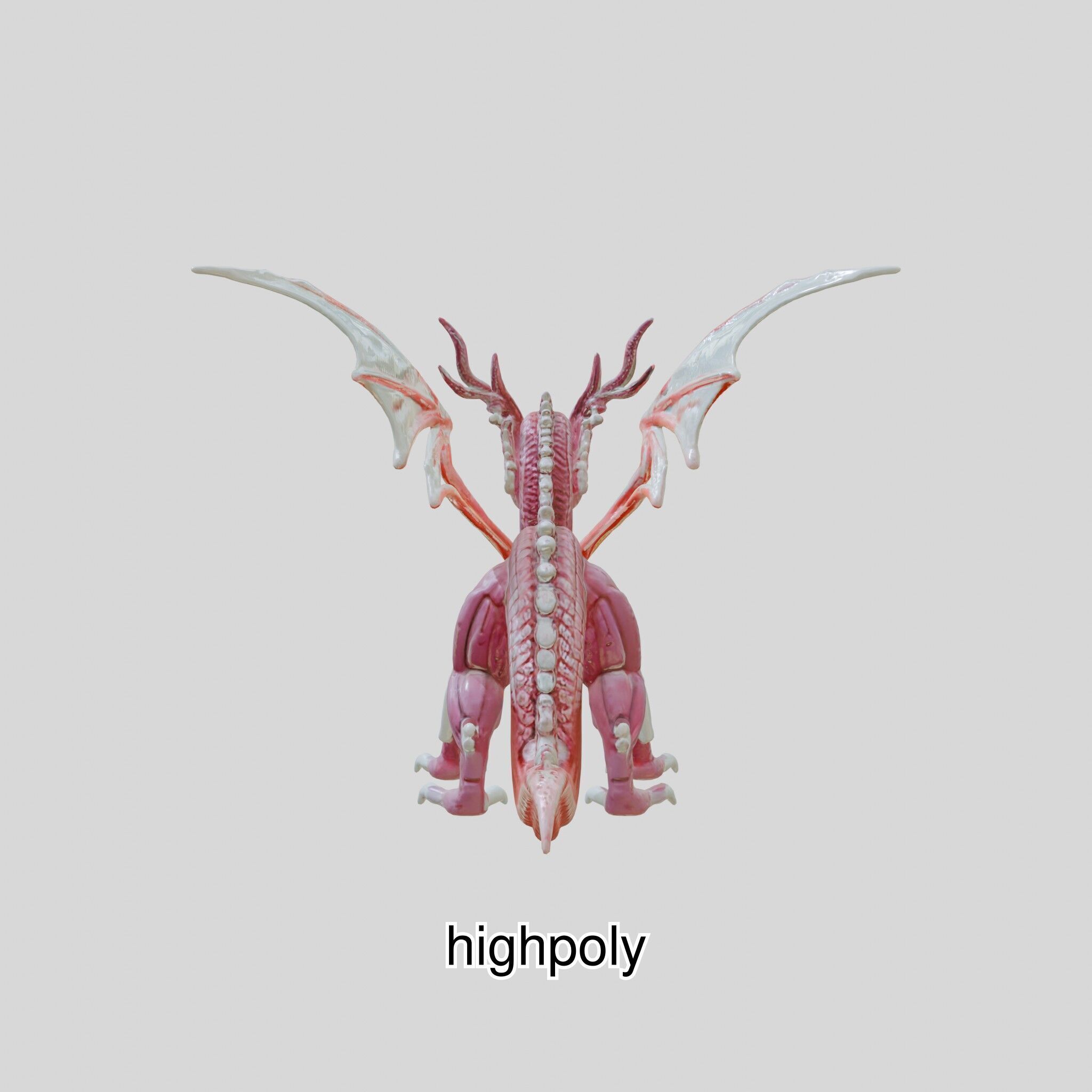 Fantasy Dragon Crystal Sculpture 3D Model Low-poly 3D model_40