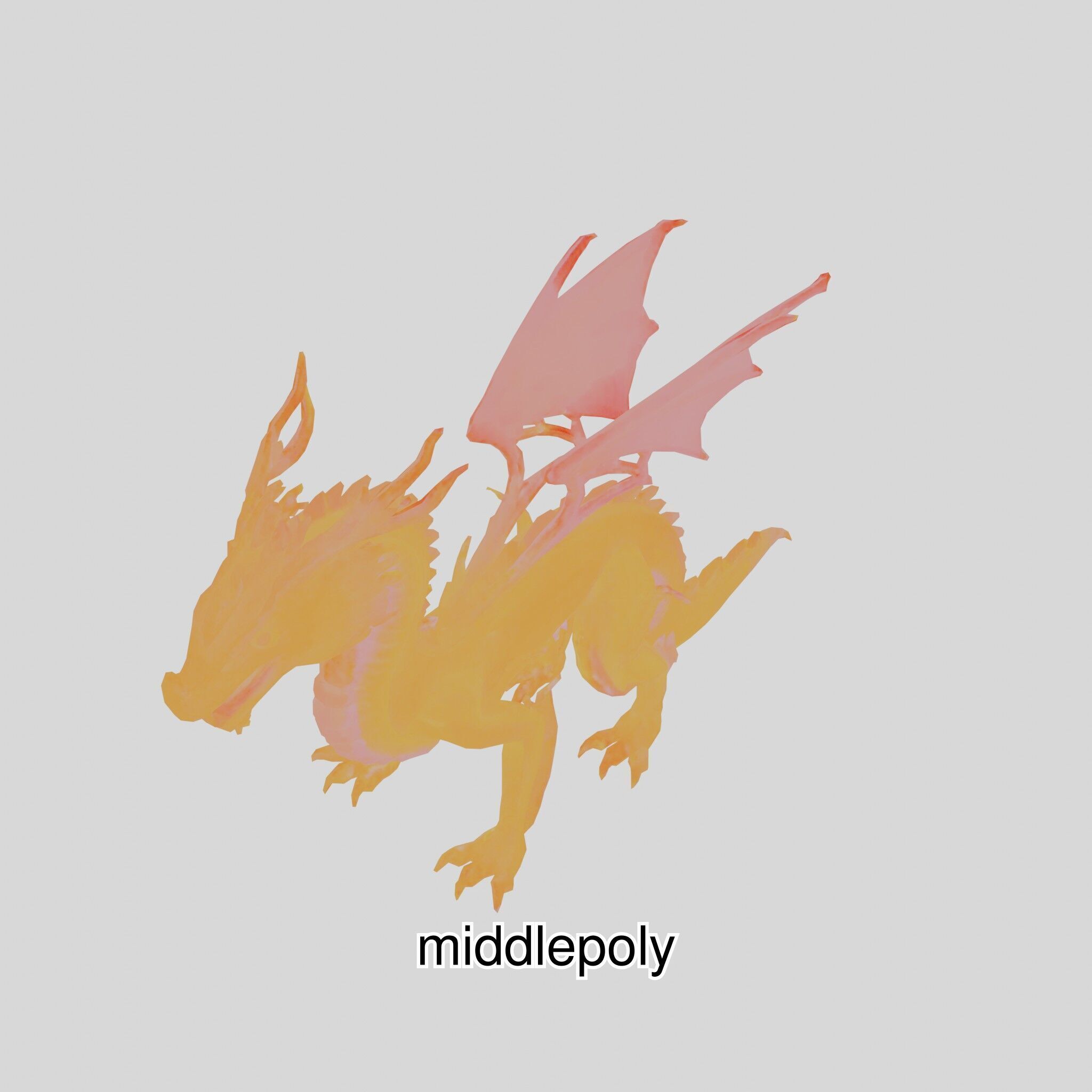 Fantasy Dragon Crystal Sculpture 3D Model Low-poly 3D model_32