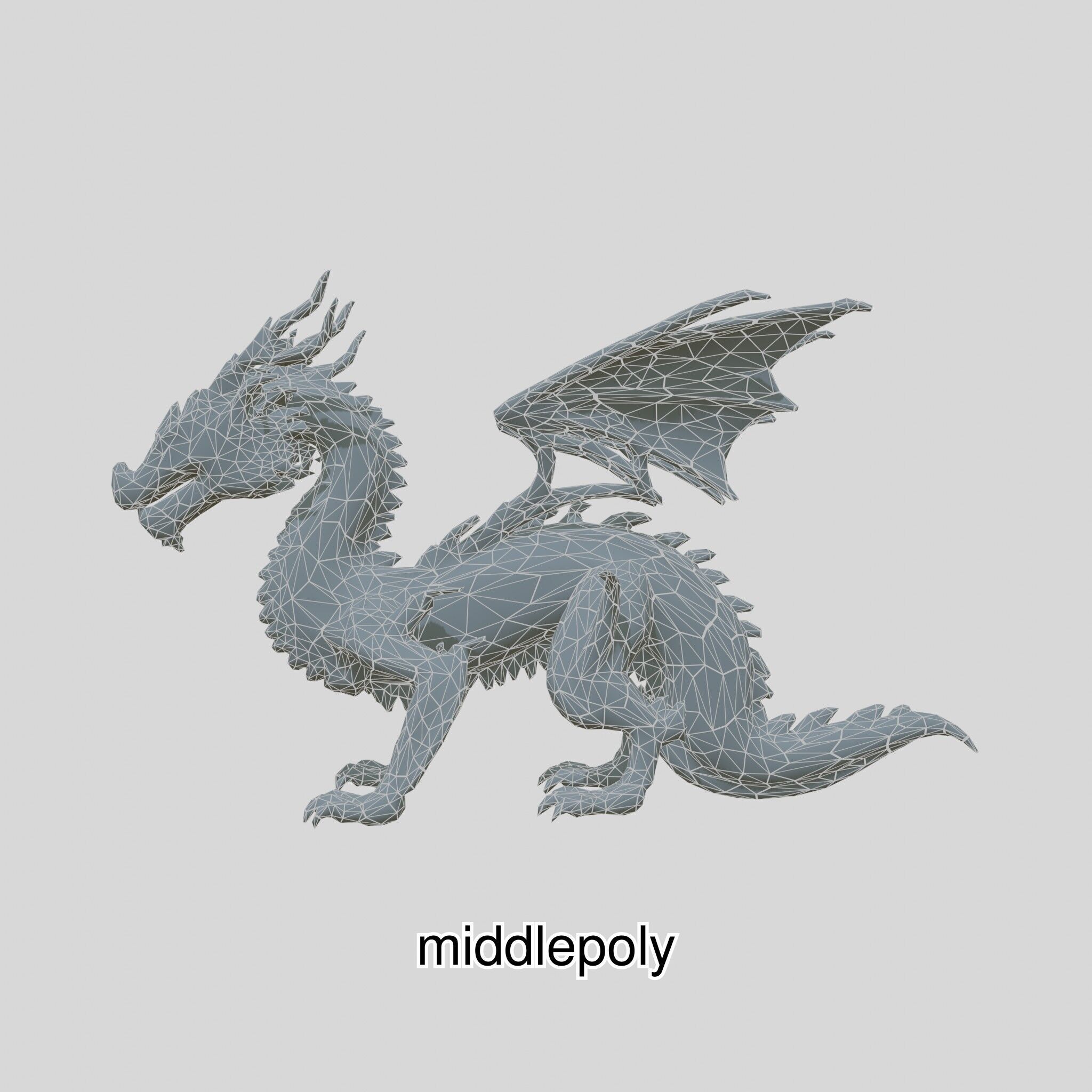 Fantasy Dragon Crystal Sculpture 3D Model Low-poly 3D model_24
