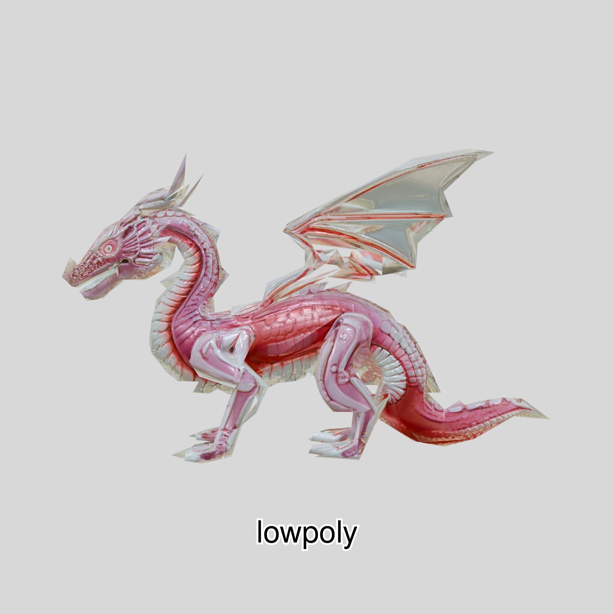 Fantasy Dragon Crystal Sculpture 3D Model Low-poly 3D model_9