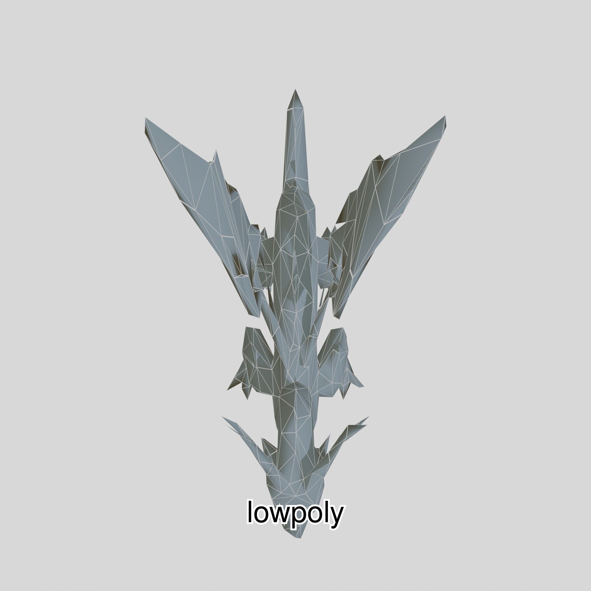 Fantasy Dragon Crystal Sculpture 3D Model Low-poly 3D model_5