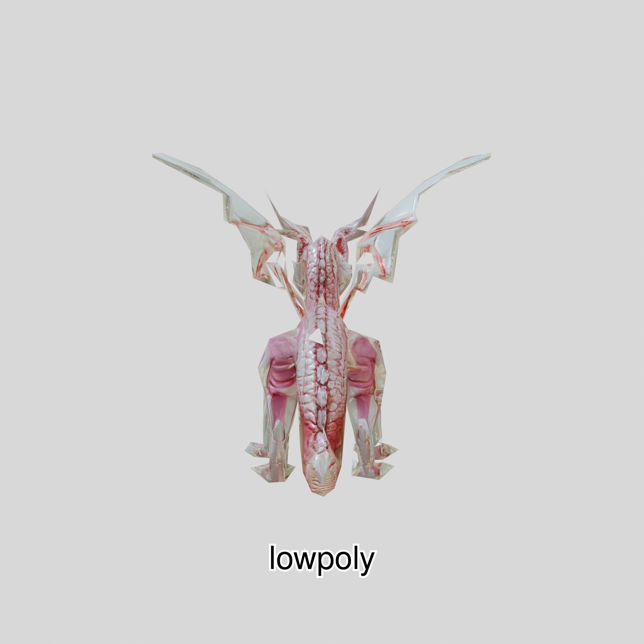 Fantasy Dragon Crystal Sculpture 3D Model Low-poly 3D model_6