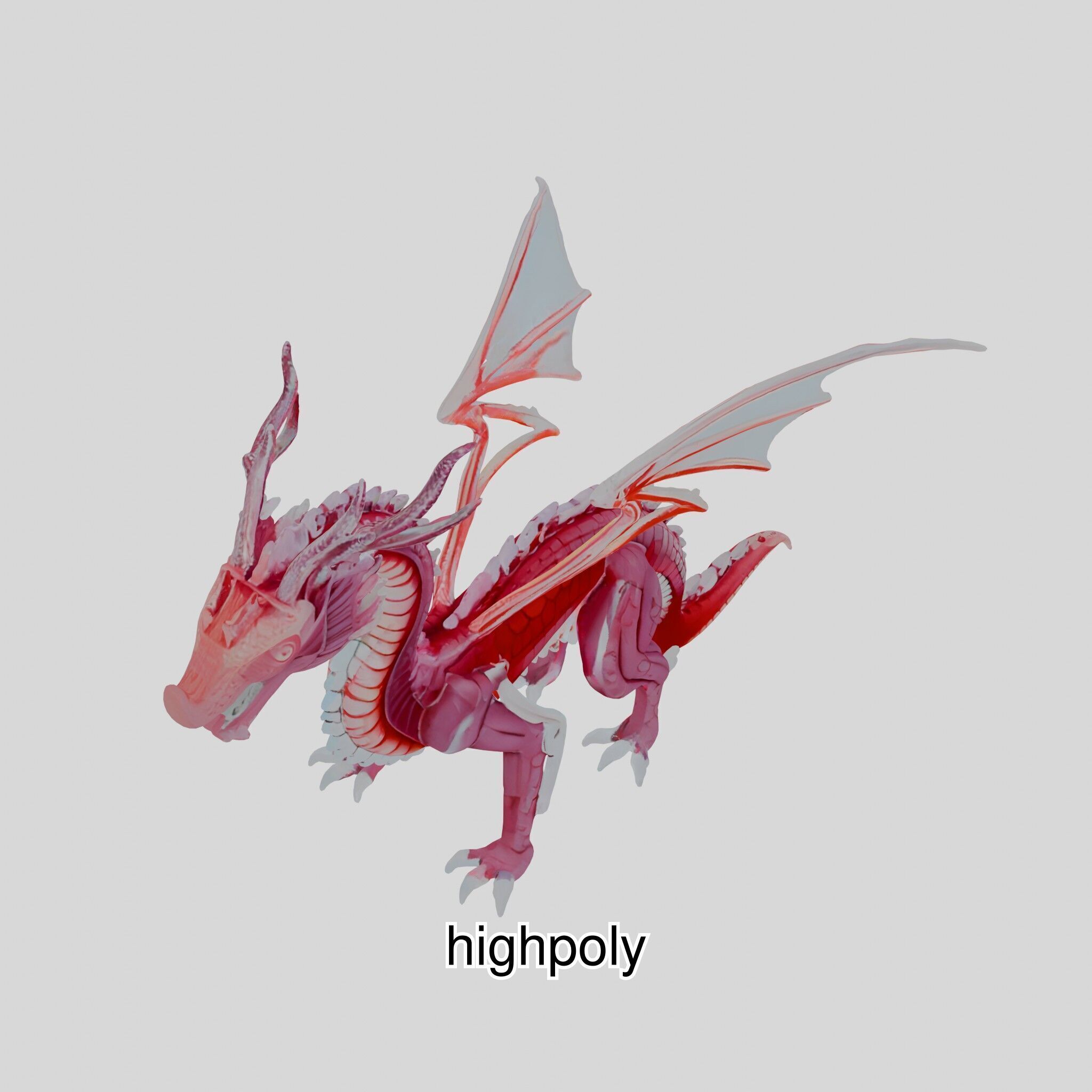 Fantasy Dragon Crystal Sculpture 3D Model Low-poly 3D model_47