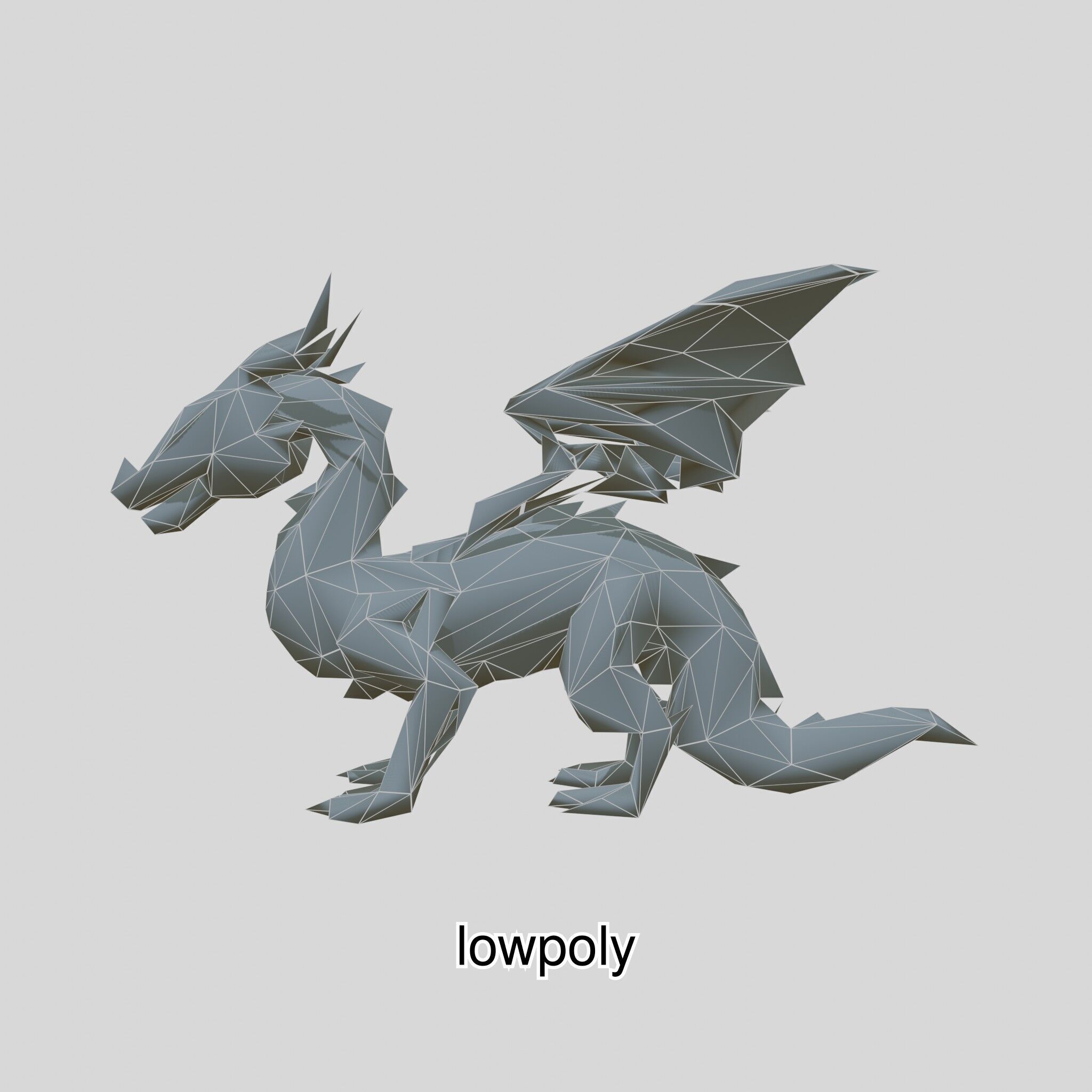Fantasy Dragon Crystal Sculpture 3D Model Low-poly 3D model_7