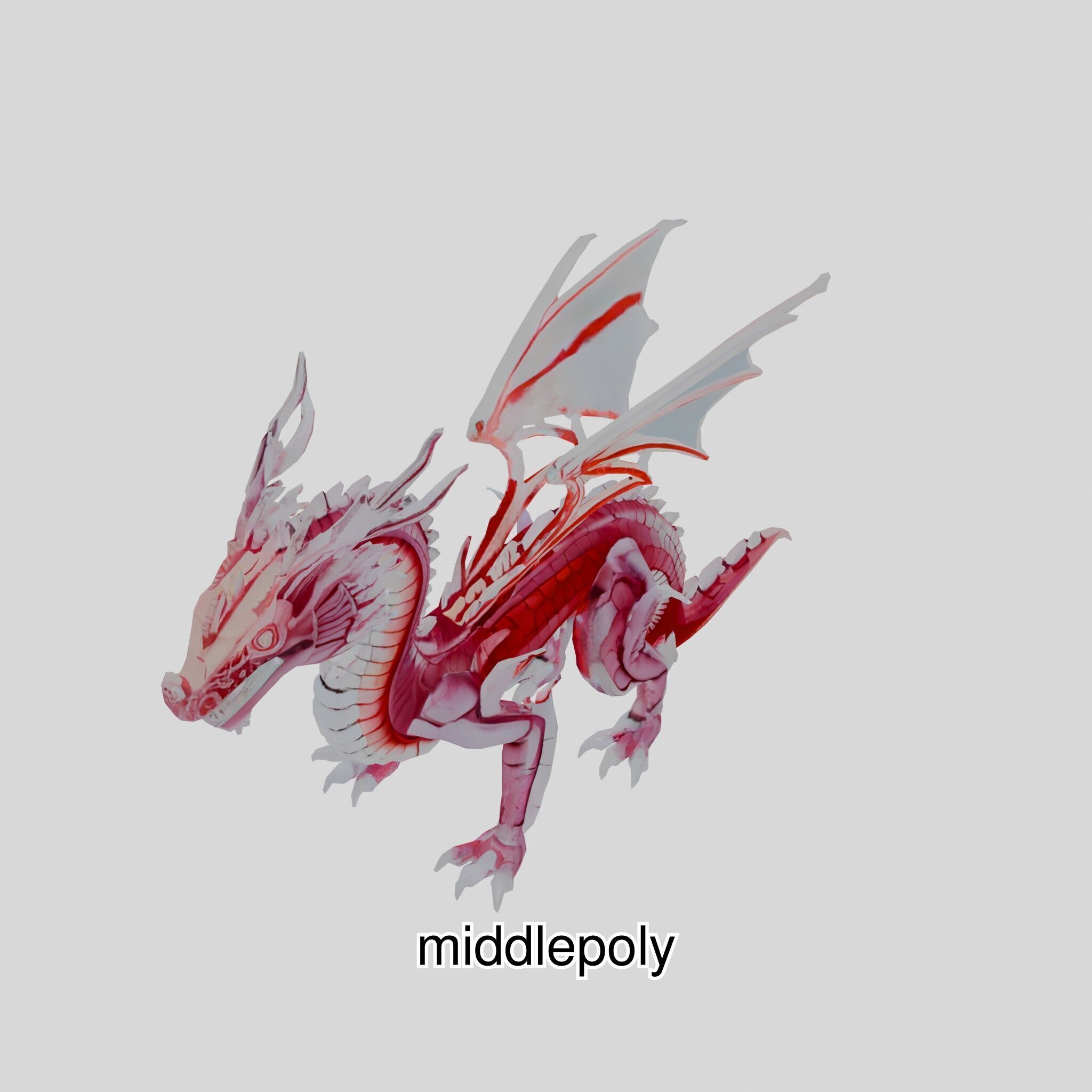 Fantasy Dragon Crystal Sculpture 3D Model Low-poly 3D model_30