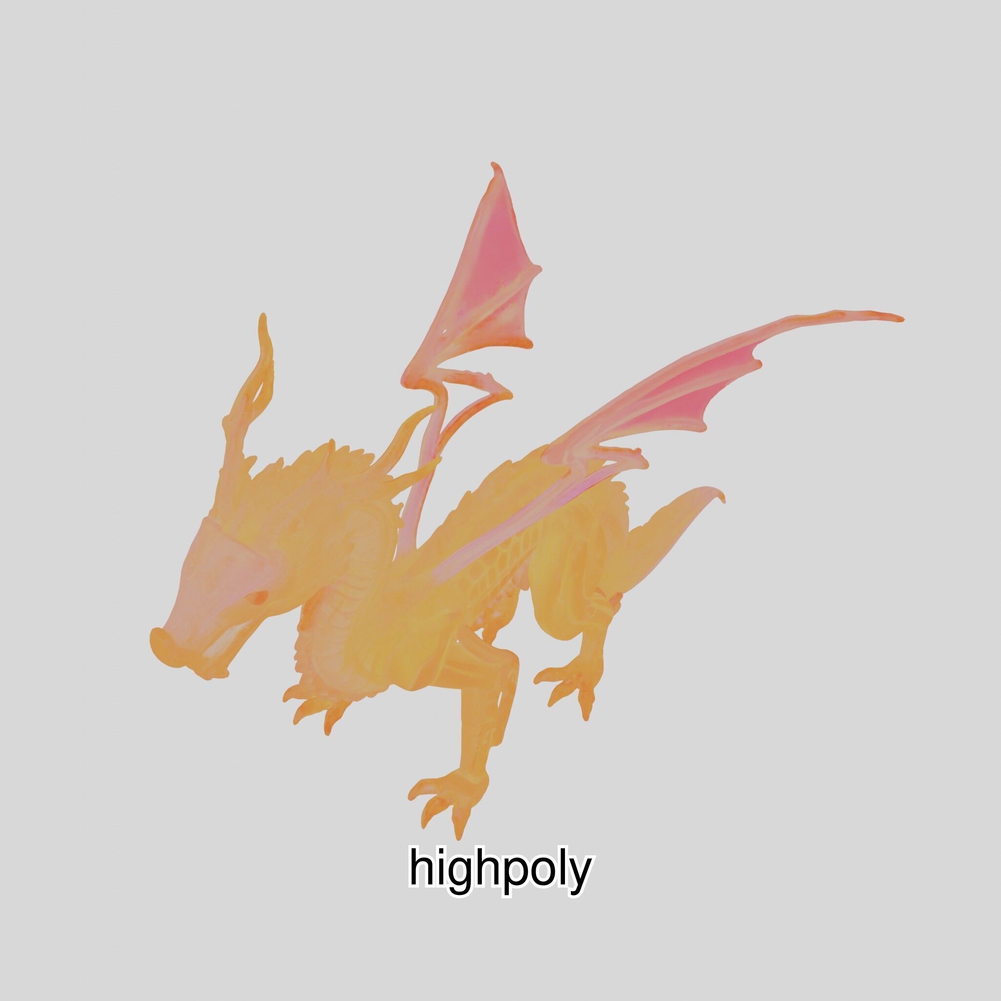 Fantasy Dragon Crystal Sculpture 3D Model Low-poly 3D model_49