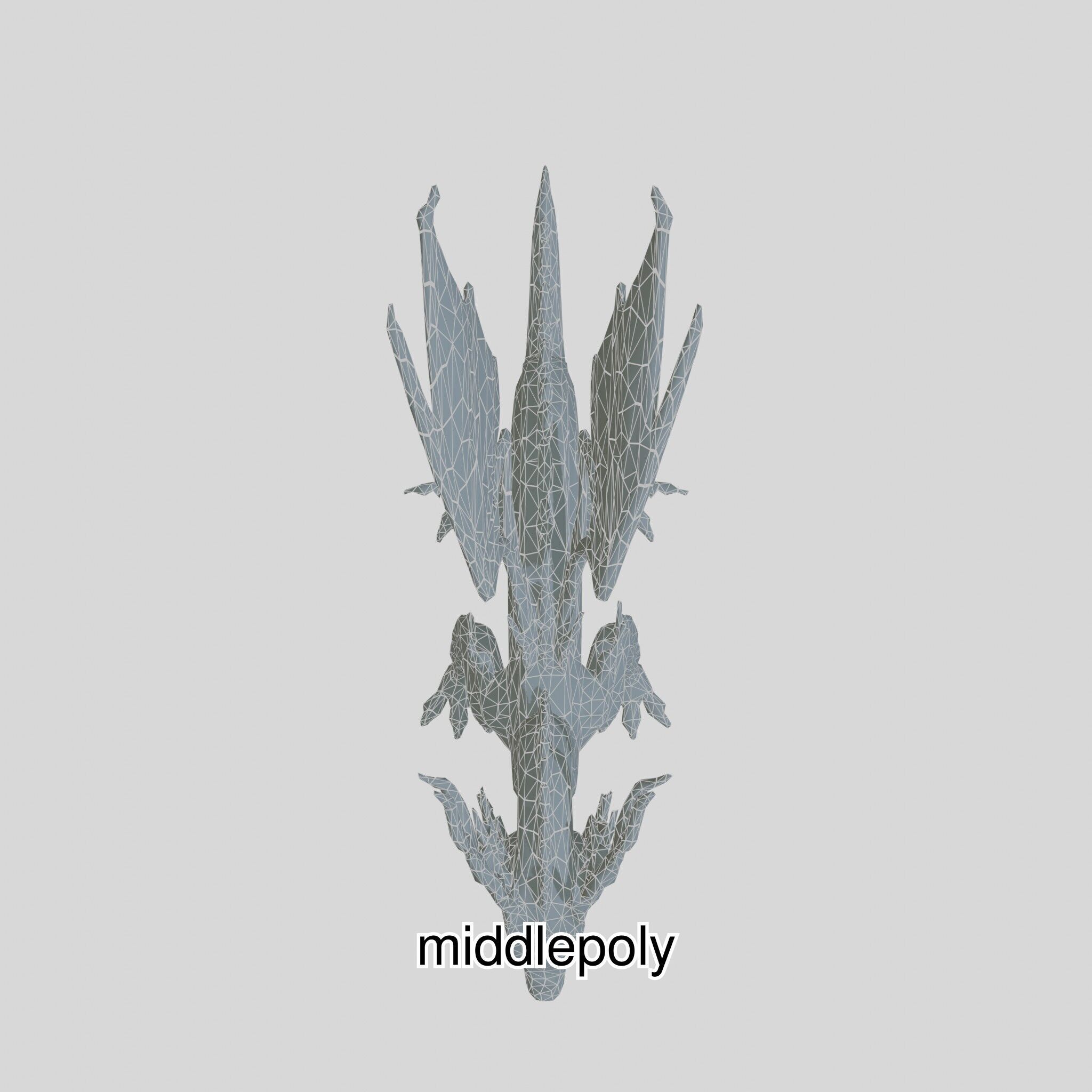 Fantasy Dragon Crystal Sculpture 3D Model Low-poly 3D model_22