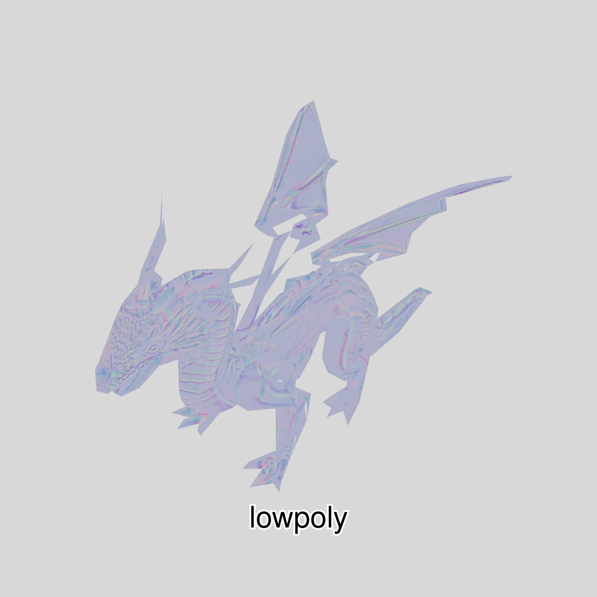 Fantasy Dragon Crystal Sculpture 3D Model Low-poly 3D model_14