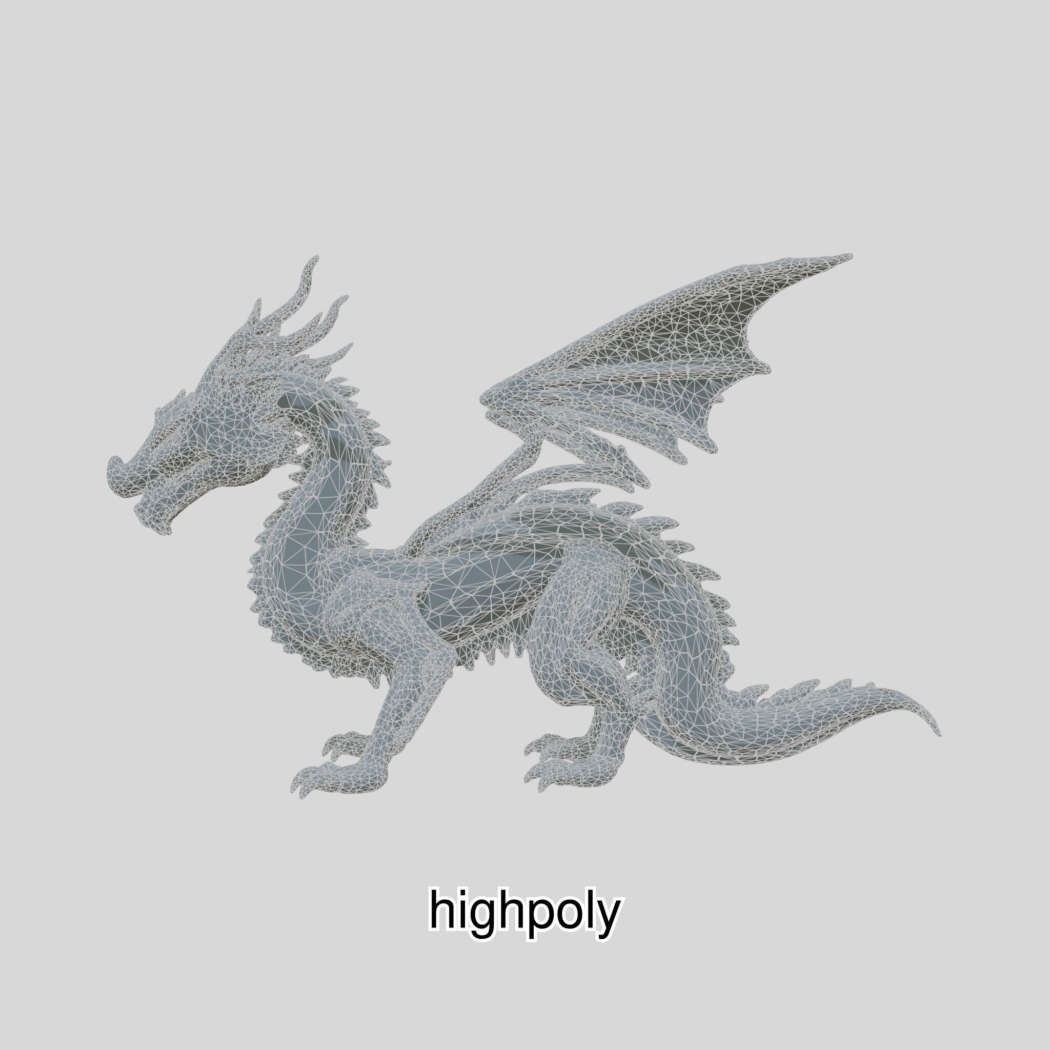 Fantasy Dragon Crystal Sculpture 3D Model Low-poly 3D model_41