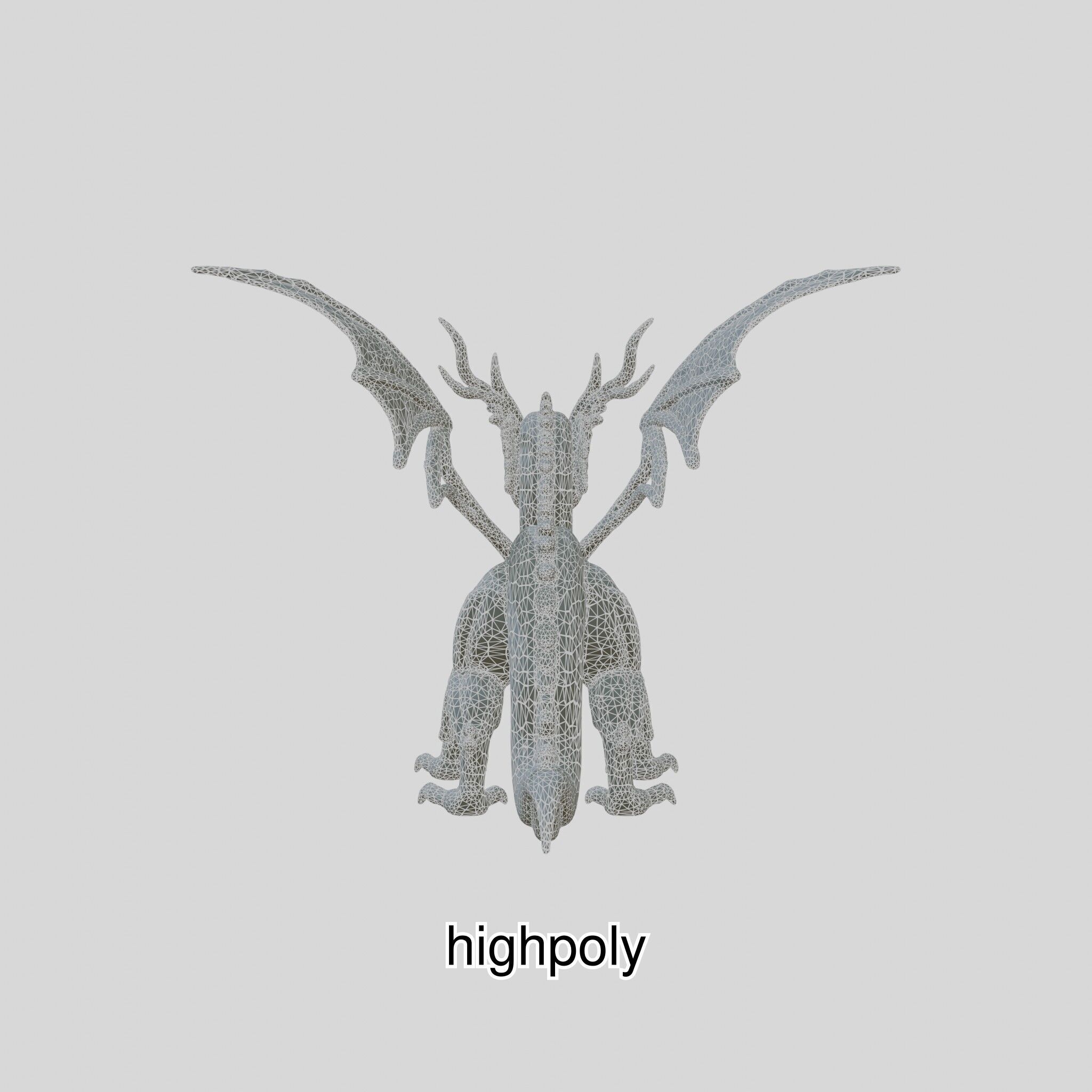 Fantasy Dragon Crystal Sculpture 3D Model Low-poly 3D model_44