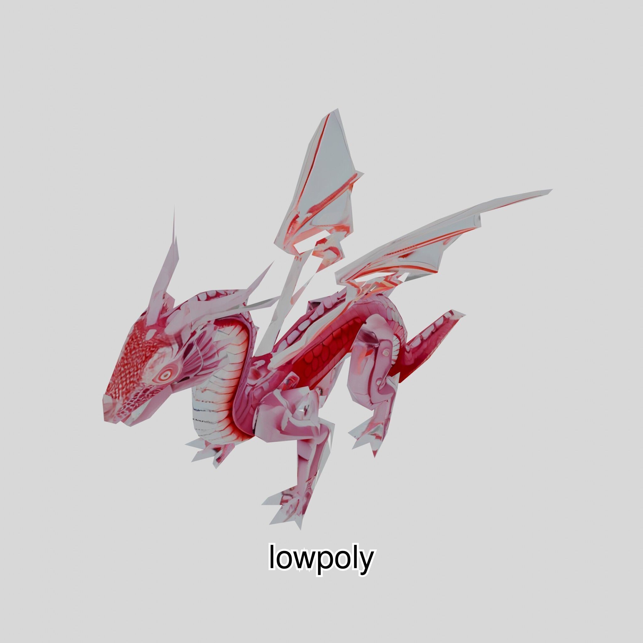 Fantasy Dragon Crystal Sculpture 3D Model Low-poly 3D model_13