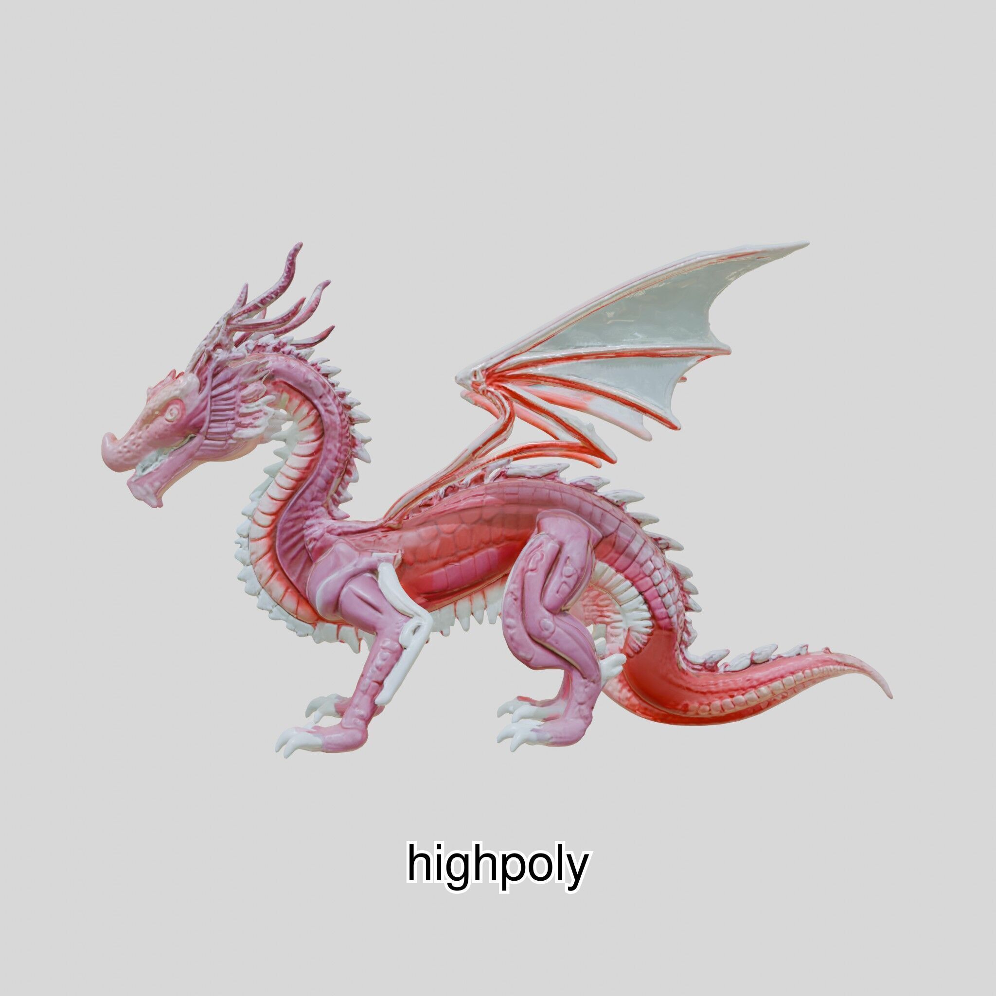 Fantasy Dragon Crystal Sculpture 3D Model Low-poly 3D model_43