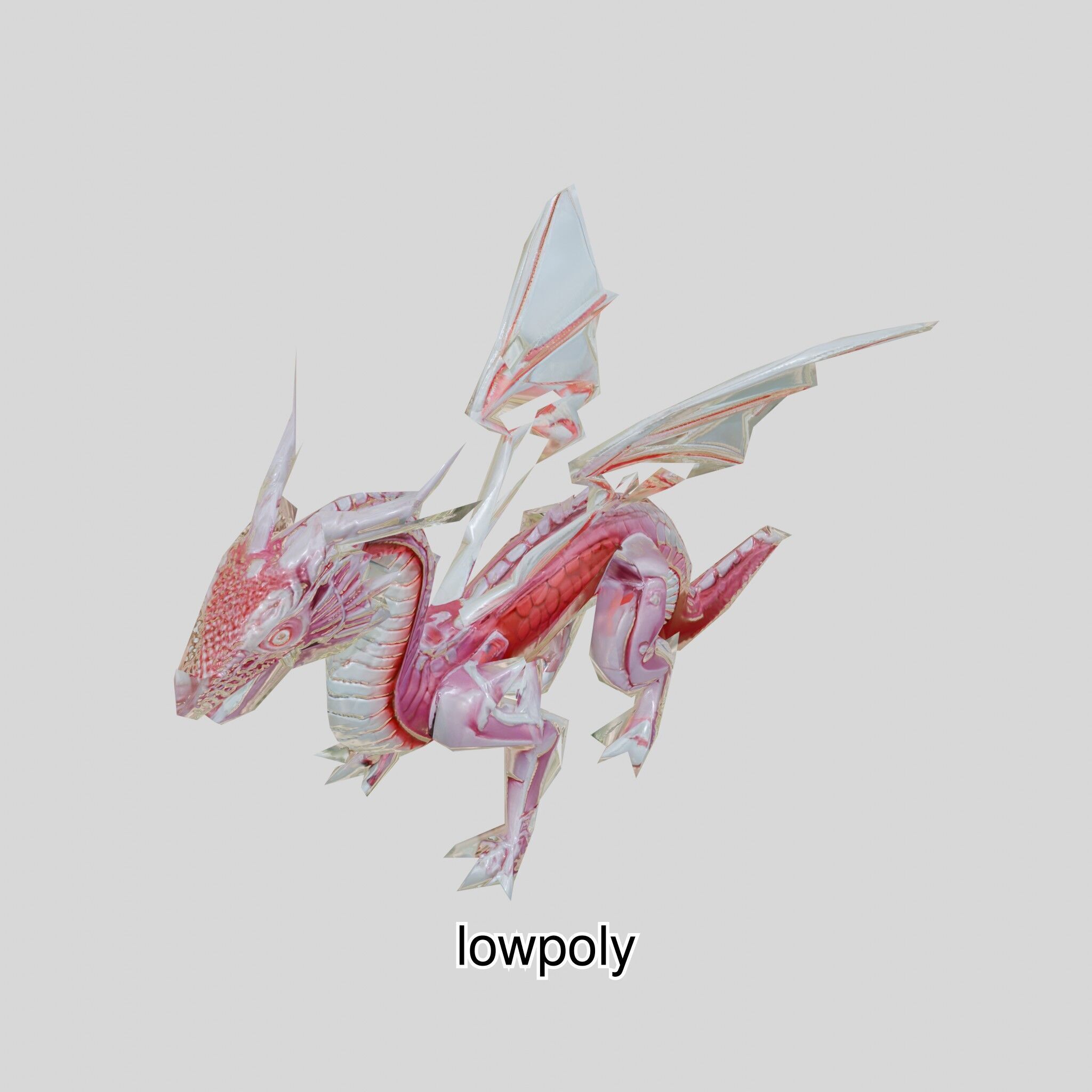 Fantasy Dragon Crystal Sculpture 3D Model Low-poly 3D model_4