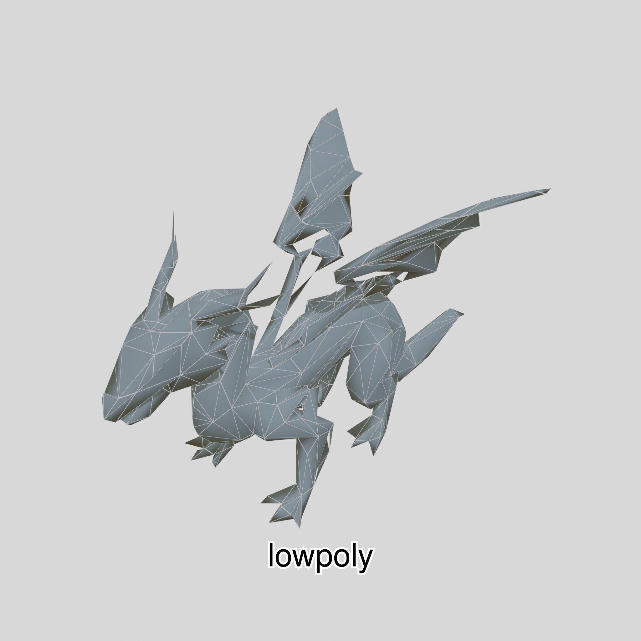 Fantasy Dragon Crystal Sculpture 3D Model Low-poly 3D model_11