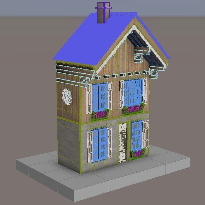 Alpine House Low-poly 3D model_7