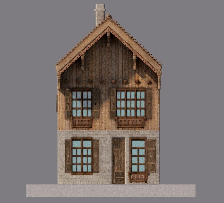 Alpine House Low-poly 3D model_2