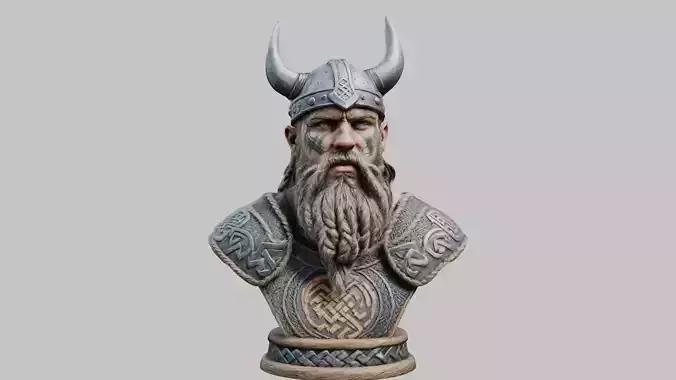 Viking Man Beard Head Bust
