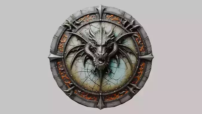 Medieval Fantasy Dragon Steel Shield