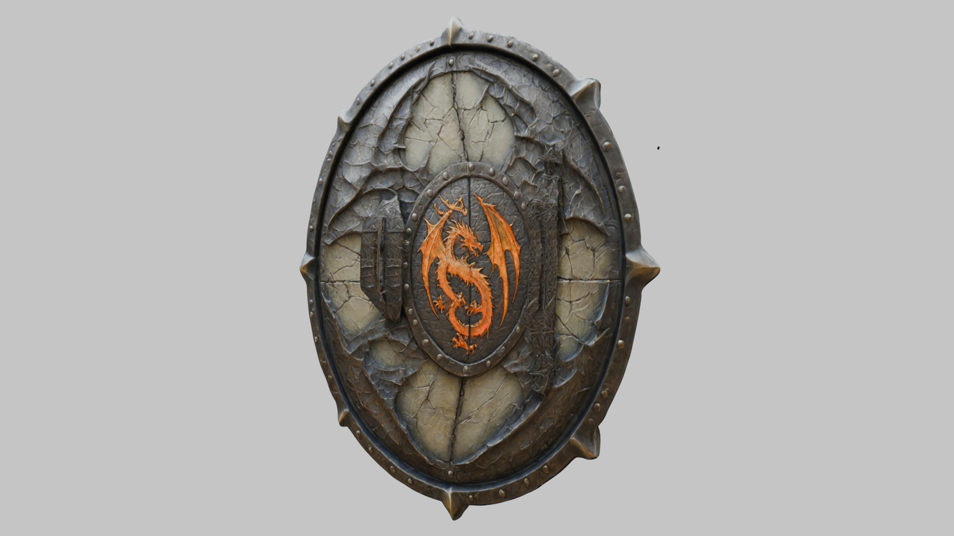 Medieval Fantasy DRagon Shield Low-poly 3D model_13