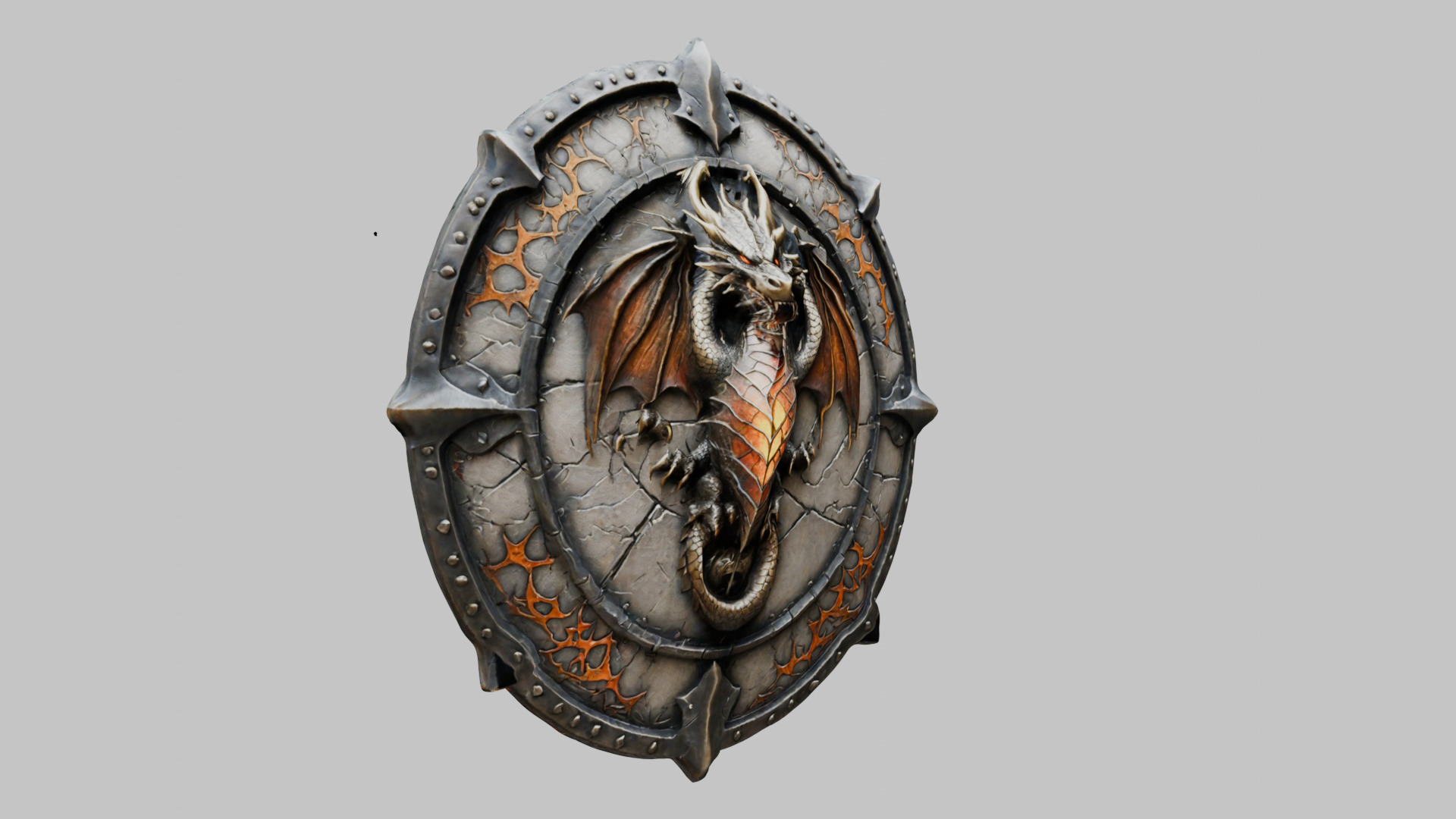 Medieval Fantasy DRagon Shield Low-poly 3D model_9