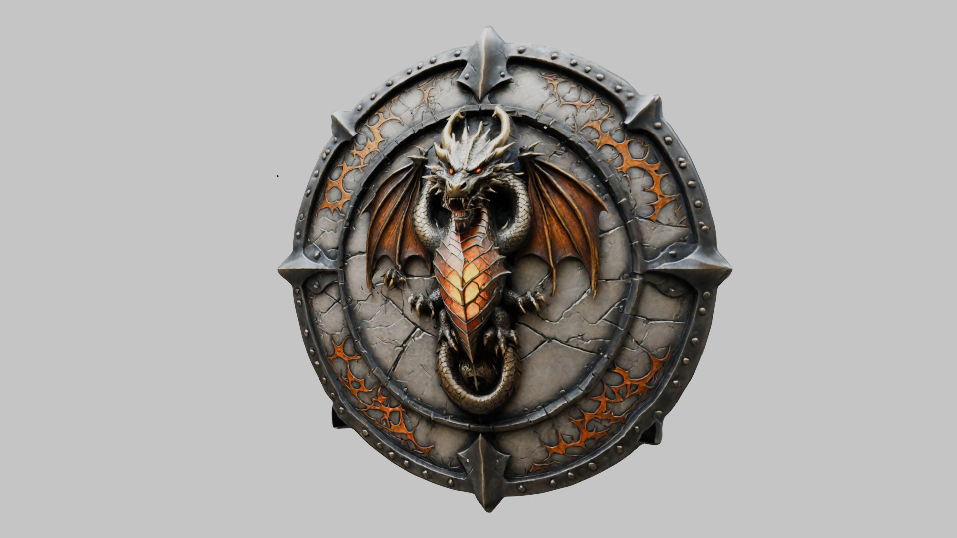 Medieval Fantasy DRagon Shield Low-poly 3D model_7