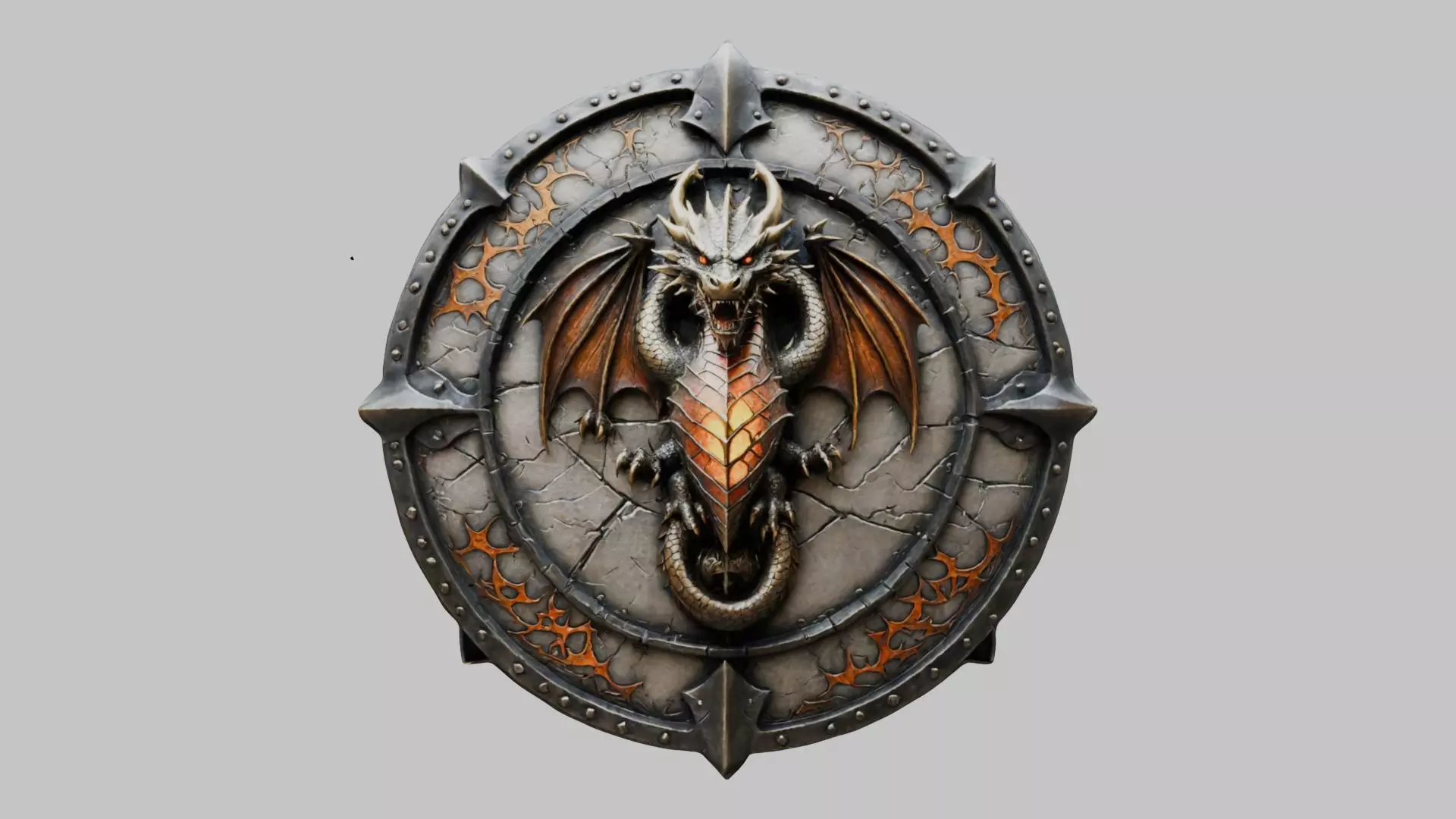 Medieval Fantasy DRagon Shield Low-poly 3D model_0