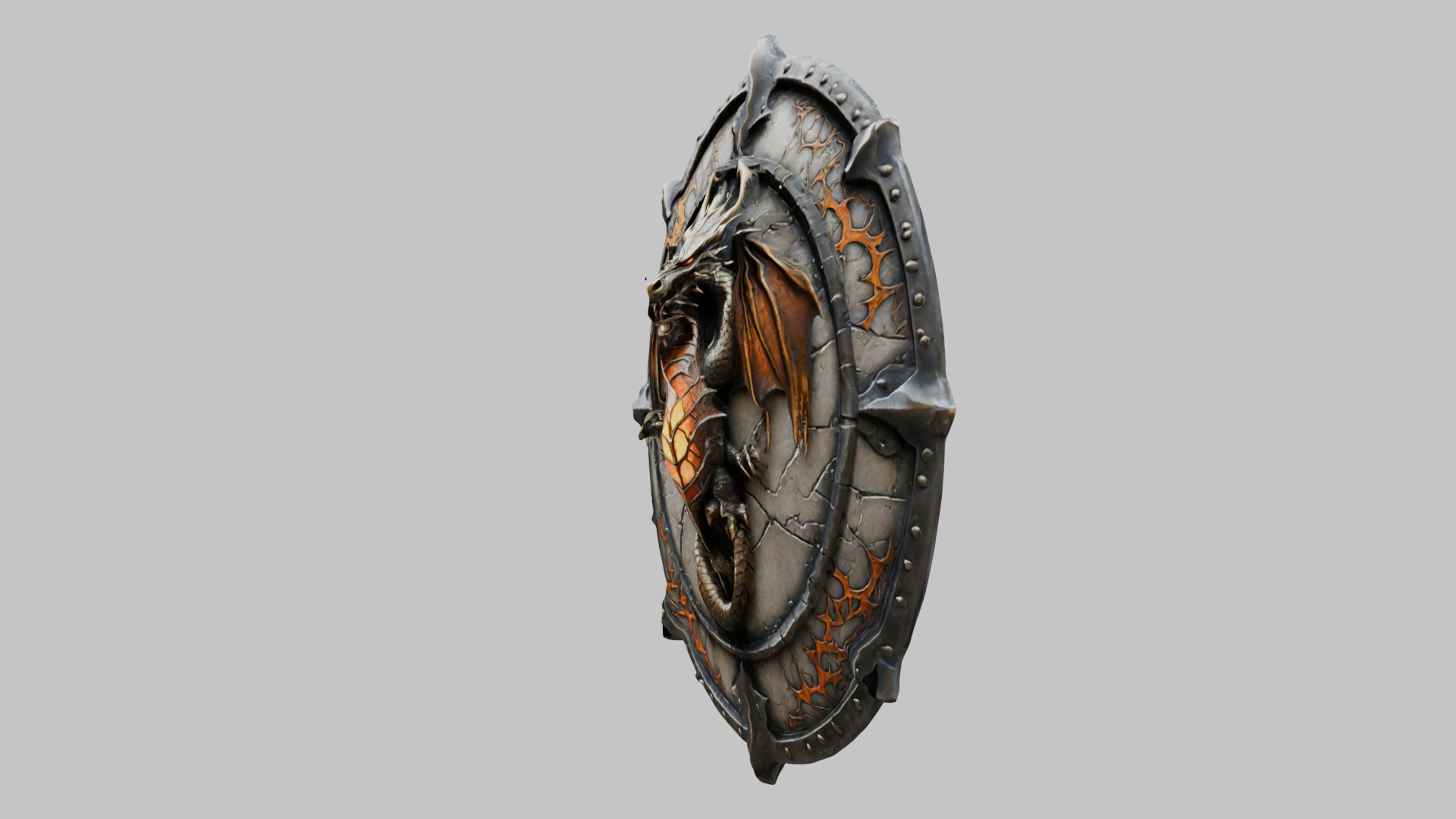 Medieval Fantasy DRagon Shield Low-poly 3D model_5