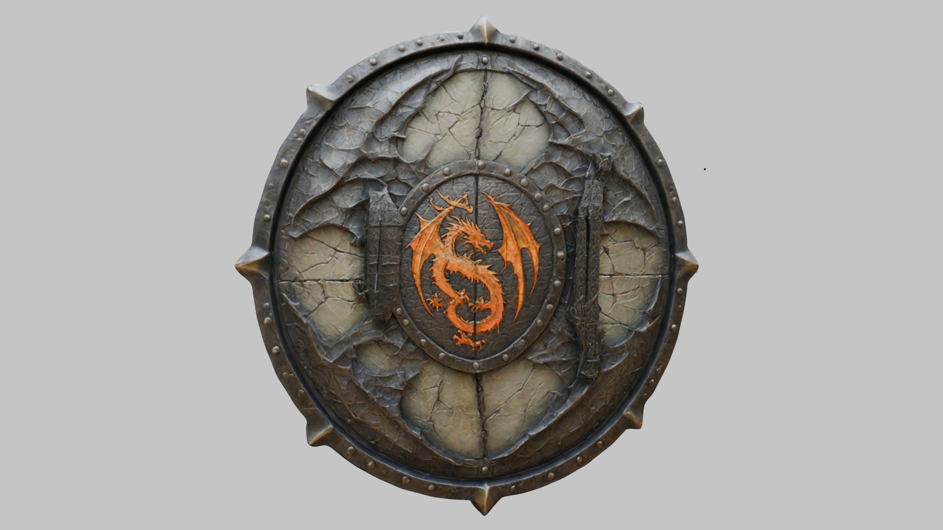 Medieval Fantasy DRagon Shield Low-poly 3D model_1