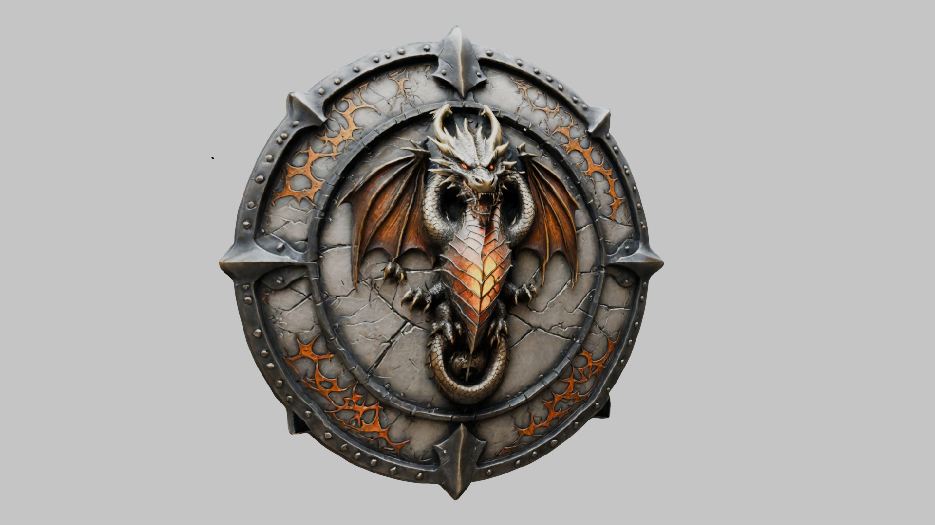 Medieval Fantasy DRagon Shield Low-poly 3D model_8