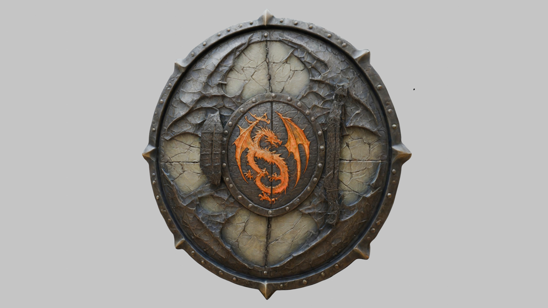 Medieval Fantasy DRagon Shield Low-poly 3D model_14