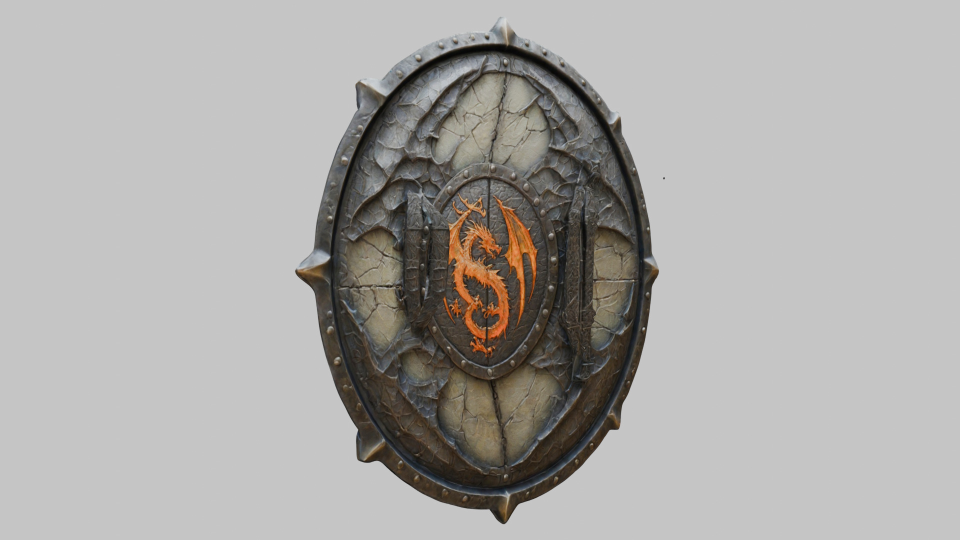 Medieval Fantasy DRagon Shield Low-poly 3D model_2
