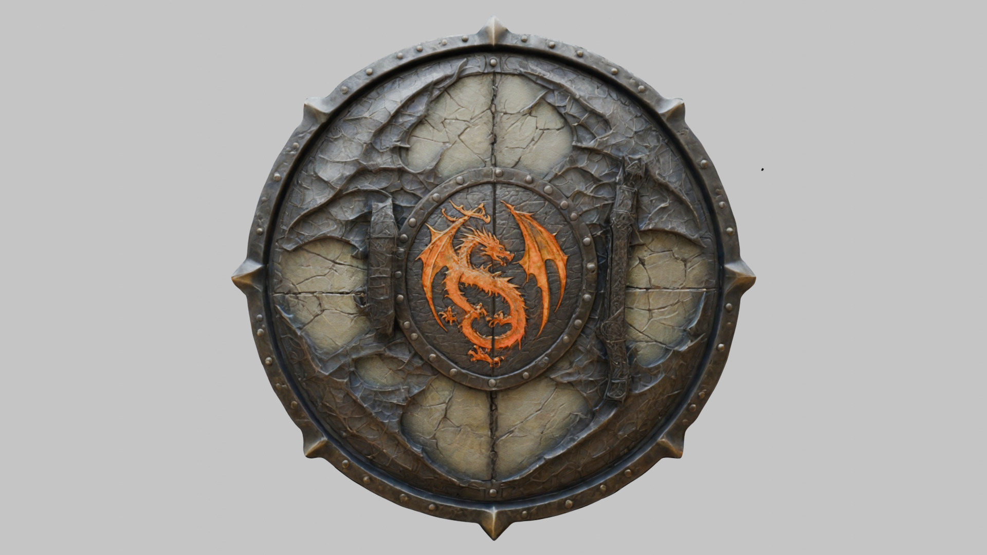 Medieval Fantasy DRagon Shield Low-poly 3D model_15